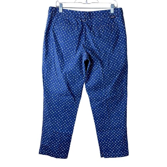 Patagonia Women Size 12 Organic Cotton Aztec Southwest Print Blue Cropped Pants - Picture 2 of 12